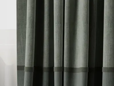 curtain with rod 06 Green Curtain Low-poly 3D model