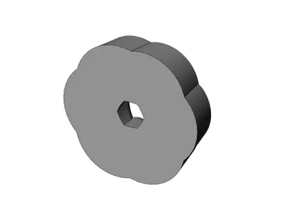 6 pedals rosette flower cake cupcake onlay relief 3D print model