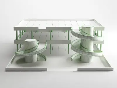 Multistorey car park Low-poly 3D model