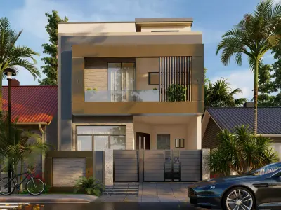 front elevation House Modern 3D model