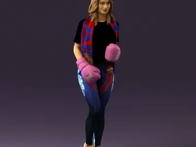 Woman in sport style boxing gloves 0952 3D model