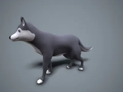 Cartoon Husky Low-poly 3D model