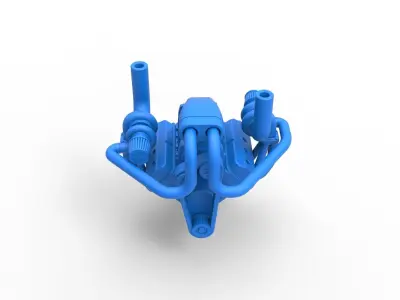 Twin turbo supercharged V8 Engine Scale 1 to 25 3D print model