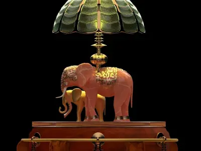 Chinese display stand with elephant lamp  3D model