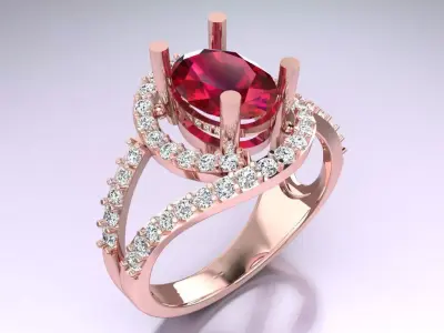 Oval Stone Ring - Womens Rings - GN101 3D print model