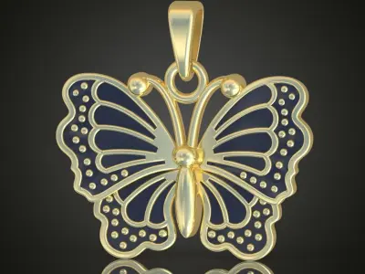 Butterfly Pendant model 3D 0189 printable model 3D print model