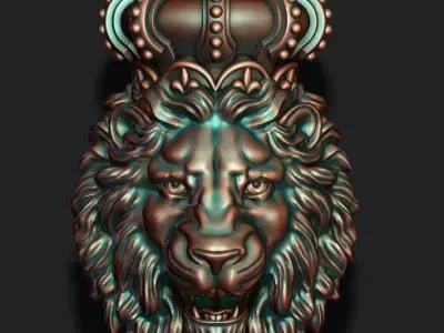 Lion pendant with crown new 001 3D print model