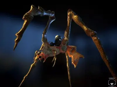 BioMech Alien Spider LowPoly Free low-poly 3D model