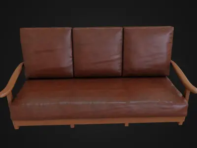 Leather Couch 01 Low-poly 3D model