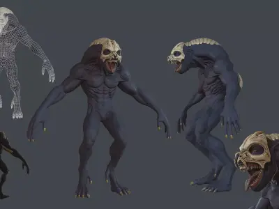 Monster humanoid creature Low-poly 3D model