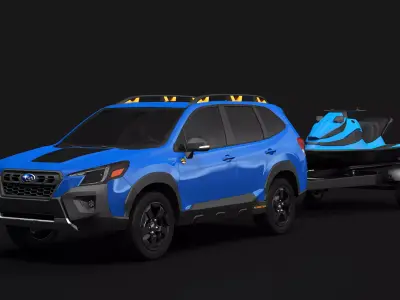 Subaru Forester Wilderness and Jet Ski Trailer 3D model