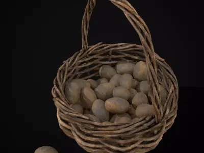 Basket of Potatoes Low-poly 3D model