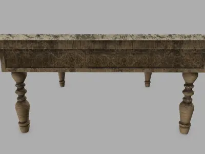 Table with marble top Low-poly 3D model