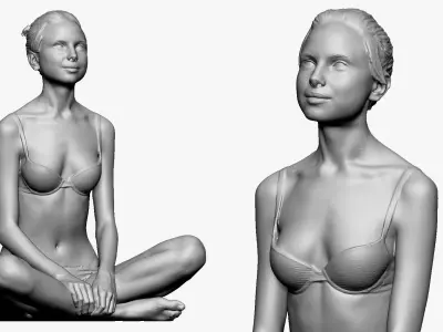 001241 woman in bikini seat yoga pose 3dp 3D print model