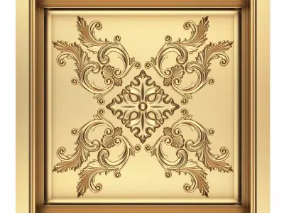 Carved Ceiling Tile 04 Low-poly 3D model