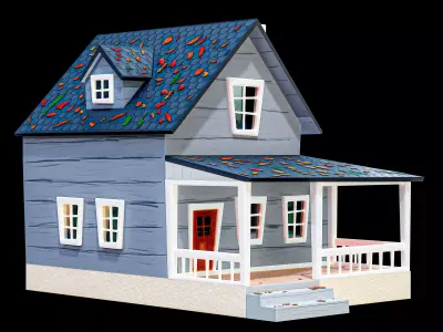 Cartoon Lowpoly Country House PBR Low-poly 3D model