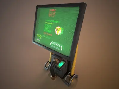 Sci-fi  Cyberpunk Taxi order point terminal  Low-poly 3D model