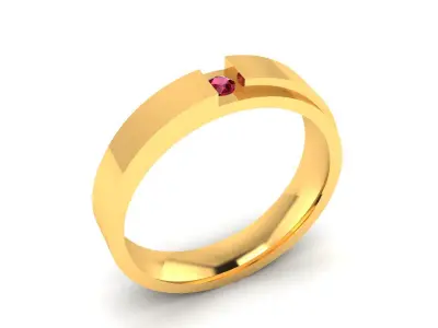 Band 3dm Render Details gold ring with ruby stone 3D print model