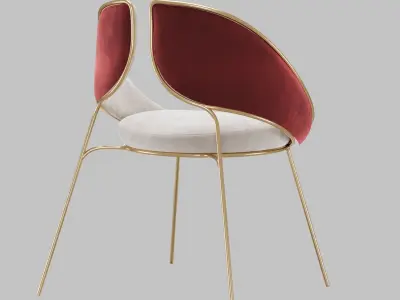 Hyoku Contemporary Design Red Dining Chair 3D model