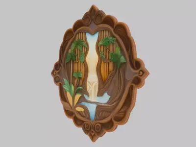 Ornate Wooden Carving Low-poly 3D model