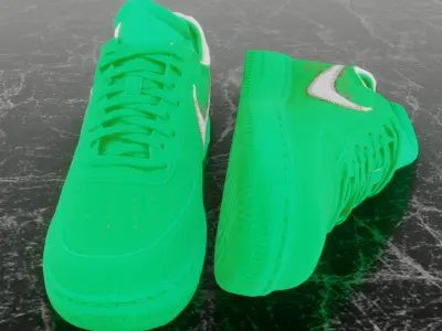 NIKE AIR FORCE 1 LOW OFF WHITE BROOKLYN 3D SHOES Low-poly 3D model