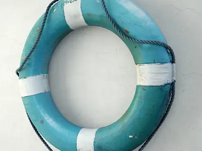 1950s Blue and White Life Preserver 2 3D model