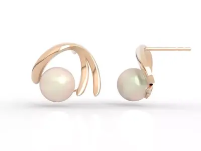 Premium Minimalist Pearl Stud Earrings 3D print model