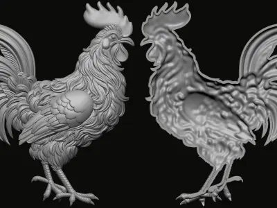 Rooster reliefs 2 3D print model