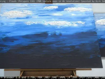 Oil Painting - Clouds  Low-poly 3D model