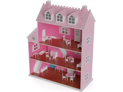 Cars and action games Dollhouse Low-poly 3D model