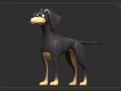 Rigged Cartoon Dog 3D model