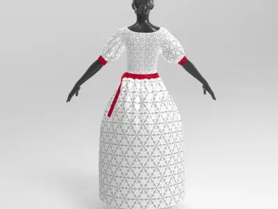 3D white dress 3D model