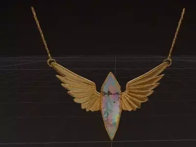 Wings of FreedomElegant Gold and Pearl Necklace 3D print model