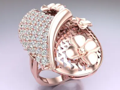  Mesh flower ring - Italian rings - Womens Rings - N6347 3D print model