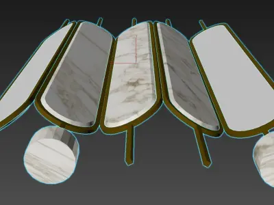 chloe four marble and brass wall sconces 3D model