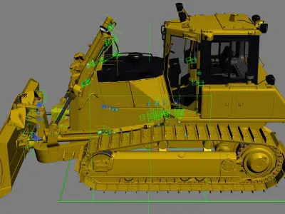 Komatsu D65PXi-18 Crawler Dozer Rigged 3D model