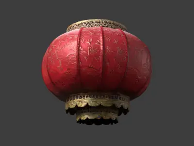 Chinese red lantern   Low-poly 3D model