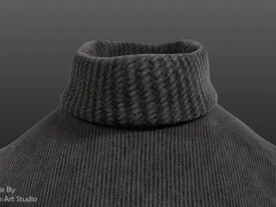 Black Winter Turtleneck Low-poly 3D model