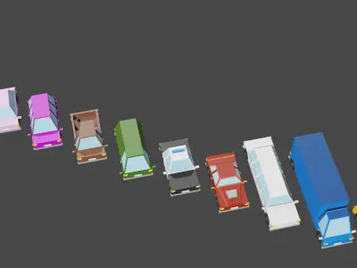 Cars set 10 models low poly Low-poly 3D model