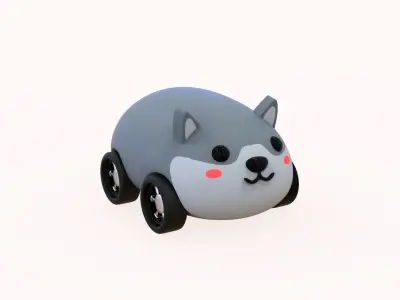 Cartoon Wolf Car Cute  Low-poly 3D model