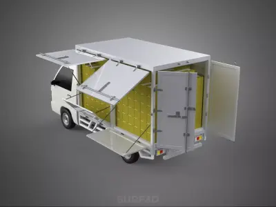 DELIVERY BOX TRUCK FREIGHT SHIPPING CARGO TRAILER CONTAINER CAR 3D model