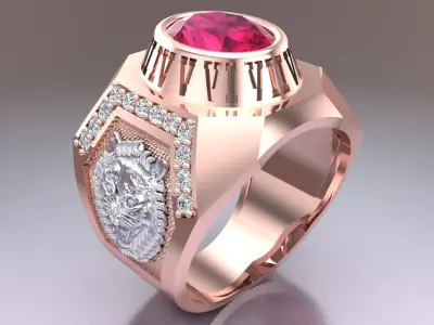 Tiger Rings - Mens rings - N2374 3D print model