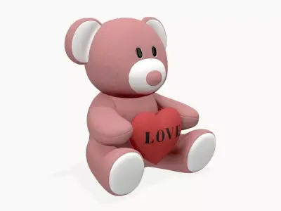 bear teddy plush toy with heart 3D model