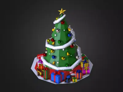 Christmas Tree Low-poly 3D model 6