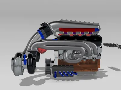 LSX Outlaw Twin Turbo Engine v3 3D print model