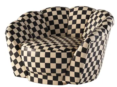 Armchair velvet lounge chair Low-poly 3D model