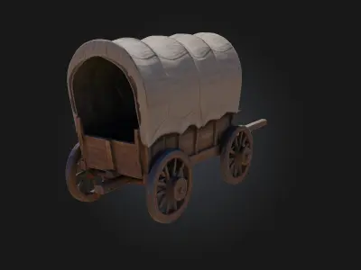 Covered Wagon  Rustic Journey Through Time 3D model