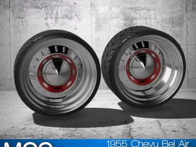20inch Billet 1955 Chev Hubcap Wheels n Tires  2x Offsets 3D print model