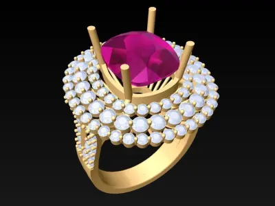 Oval Stone Ring - Womens Rings - N3057 3D print model