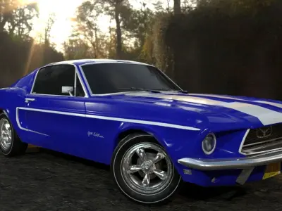 American Sports Car Low-poly 3D model